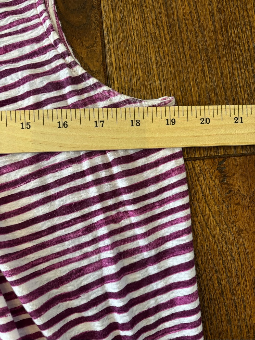 LOFT Striped Tank Top Plum & White | Pleated Neck Sleeveless Blouse | M - Picture 7 of 9